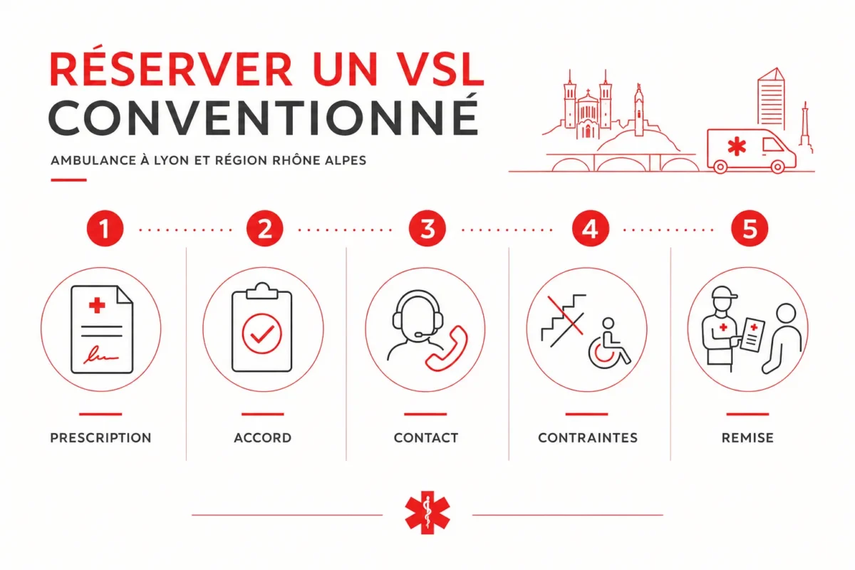 Infographie : Réserver un VSL conventionné auprès d'une entreprise agréée