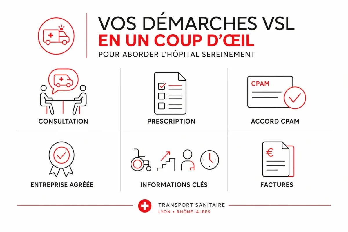 Infographie : Vos démarches VSL en un coup d'œil pour aborder l'hôpital sereinement